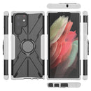 For Samsung Galaxy S22 Ultra 5G Armor Bear Shockproof PC + TPU Phone Case with Ring Holder(White)