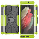 For Samsung Galaxy S22 Ultra 5G Armor Bear Shockproof PC + TPU Phone Case with Ring Holder(Green)