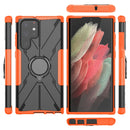 For Samsung Galaxy S22 Ultra 5G Armor Bear Shockproof PC + TPU Phone Case with Ring Holder(Orange)