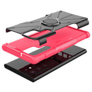 For Samsung Galaxy S22 Ultra 5G Armor Bear Shockproof PC + TPU Phone Case with Ring Holder(Rose Red)