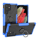 For Samsung Galaxy S22 Ultra 5G Armor Bear Shockproof PC + TPU Phone Case with Ring Holder(Blue)