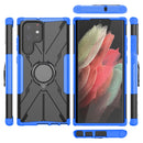 For Samsung Galaxy S22 Ultra 5G Armor Bear Shockproof PC + TPU Phone Case with Ring Holder(Blue)