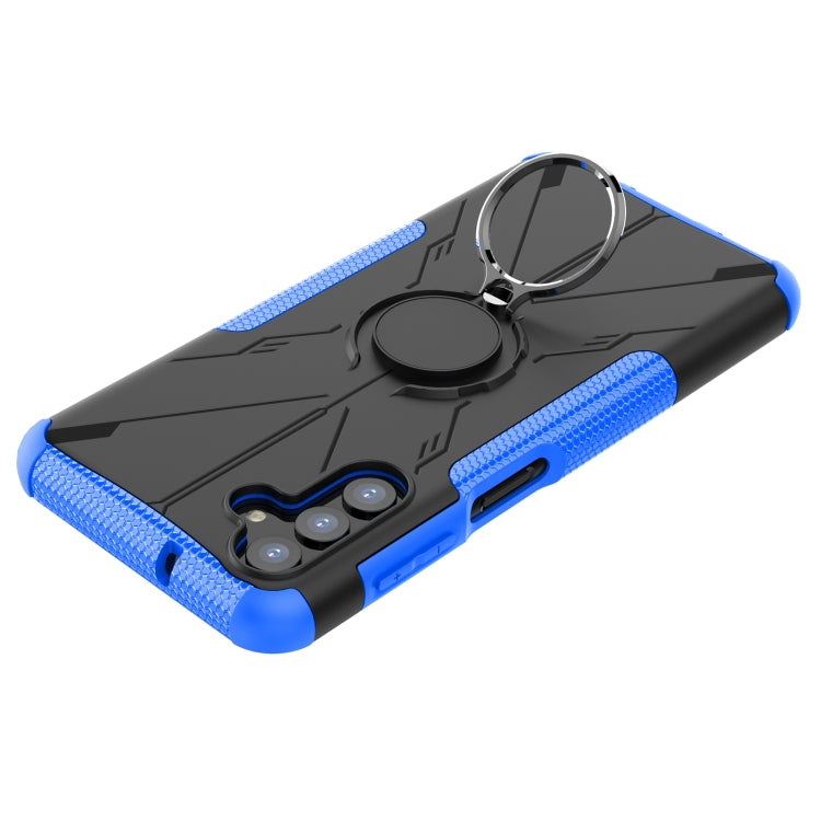 For Samsung Galaxy A13 5G Armor Bear Shockproof PC + TPU Phone Case with Ring Holder(Blue)