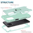 For Samsung Galaxy A32 & A12 3 in 1 PC + TPU Phone Case with Ring Holder(Mint Green)
