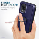 For Samsung Galaxy A32 & A12 3 in 1 PC + TPU Phone Case with Ring Holder(Navy Blue)