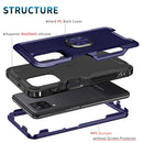 For Samsung Galaxy A32 & A12 3 in 1 PC + TPU Phone Case with Ring Holder(Navy Blue)