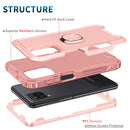 For Samsung Galaxy A32 & A12 3 in 1 PC + TPU Phone Case with Ring Holder(Pink)