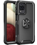 For Samsung Galaxy A32 & A12 3 in 1 PC + TPU Phone Case with Ring Holder(Black)