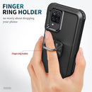 For Samsung Galaxy A32 & A12 3 in 1 PC + TPU Phone Case with Ring Holder(Black)