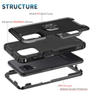 For Samsung Galaxy A32 & A12 3 in 1 PC + TPU Phone Case with Ring Holder(Black)