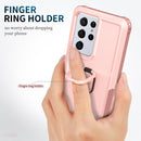 For Samsung Galaxy S21 Ultra 5G 3 in 1 PC + TPU Phone Case with Ring Holder(Pink)