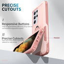 For Samsung Galaxy S21 Ultra 5G 3 in 1 PC + TPU Phone Case with Ring Holder(Pink)