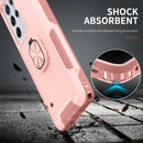 For Samsung Galaxy S21 Ultra 5G 3 in 1 PC + TPU Phone Case with Ring Holder(Pink)