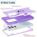 For Samsung Galaxy S21 Ultra 5G 3 in 1 PC + TPU Phone Case with Ring Holder(Purple)