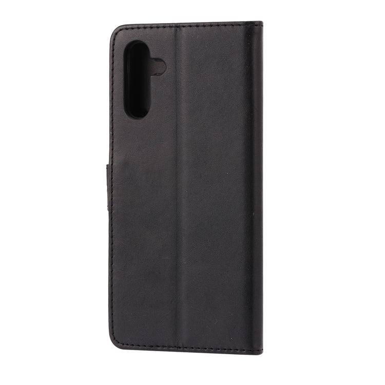 For Samsung Galaxy A13 5G Embossed Happy Cat Pattern Leather Phone Case(Black)