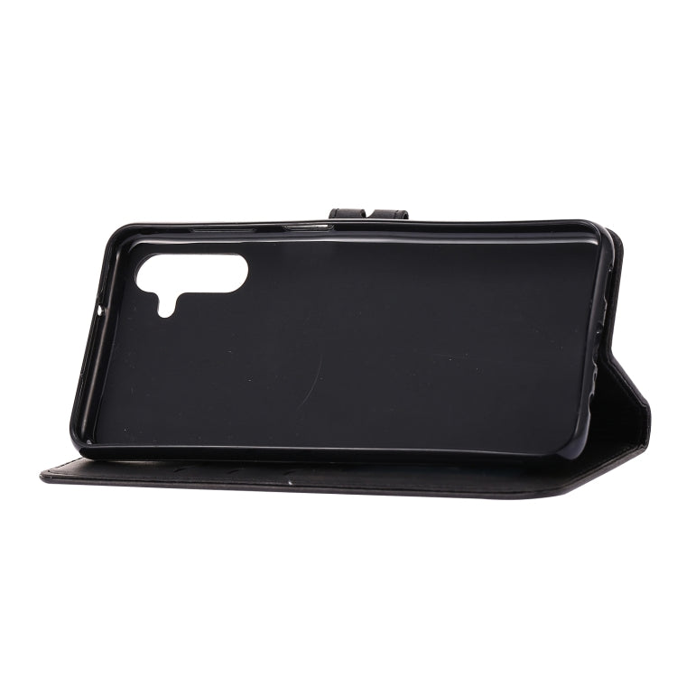 For Samsung Galaxy A13 5G Embossed Happy Cat Pattern Leather Phone Case(Black)