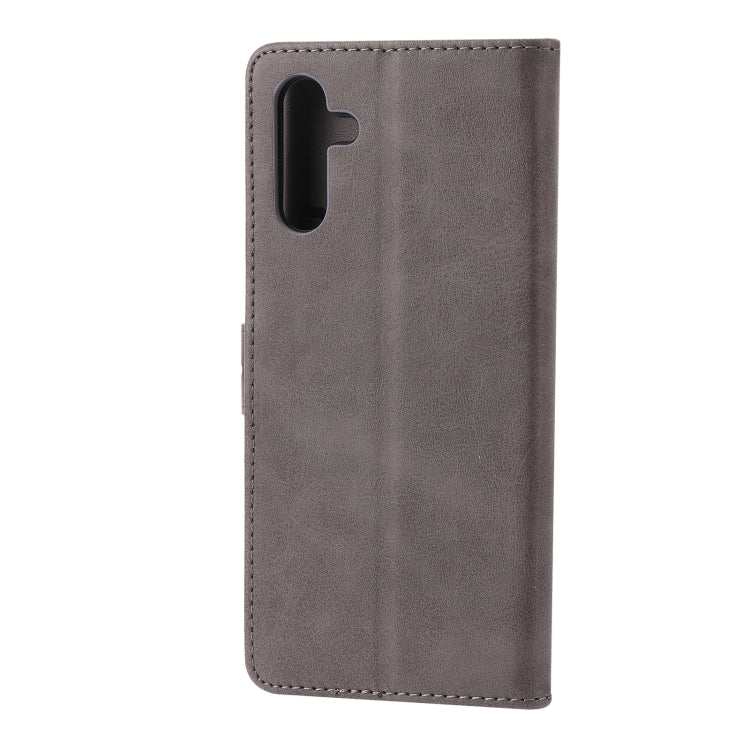 For Samsung Galaxy A13 5G Embossed Happy Cat Pattern Leather Phone Case(Grey)