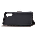 For Samsung Galaxy A13 5G Embossed Happy Cat Pattern Leather Phone Case(Grey)