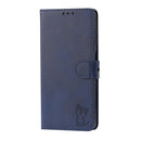 For Samsung Galaxy A13 5G Embossed Happy Cat Pattern Leather Phone Case(Blue)