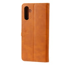 For Samsung Galaxy A13 5G Embossed Happy Cat Pattern Leather Phone Case(Yellow)