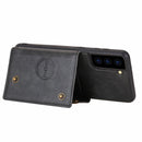 For Samsung Galaxy S22 5G Double Buckle PU + TPU Magnetic Phone Case(Black)