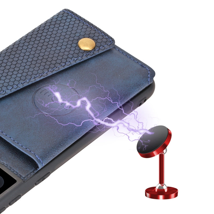For Samsung Galaxy S22 5G Double Buckle PU + TPU Magnetic Phone Case(Blue)