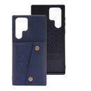 For Samsung Galaxy S22 Ultra 5G Double Buckle PU + TPU Magnetic Phone Case(Blue)
