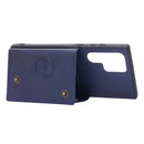 For Samsung Galaxy S22 Ultra 5G Double Buckle PU + TPU Magnetic Phone Case(Blue)