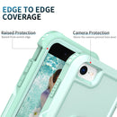 3 in 1 PC + TPU Phone Case with Ring Holder For iPhone SE 2022 / SE 2020 / 8 / 7(Mint Green)