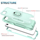 3 in 1 PC + TPU Phone Case with Ring Holder For iPhone SE 2022 / SE 2020 / 8 / 7(Mint Green)