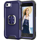 3 in 1 PC + TPU Phone Case with Ring Holder For iPhone SE 2022 / SE 2020 / 8 / 7(Navy Blue)