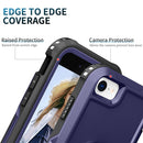 3 in 1 PC + TPU Phone Case with Ring Holder For iPhone SE 2022 / SE 2020 / 8 / 7(Navy Blue)