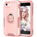 3 in 1 PC + TPU Phone Case with Ring Holder For iPhone SE 2022 / SE 2020 / 8 / 7(Pink)
