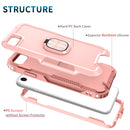 3 in 1 PC + TPU Phone Case with Ring Holder For iPhone SE 2022 / SE 2020 / 8 / 7(Pink)
