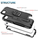 3 in 1 PC + TPU Phone Case with Ring Holder For iPhone SE 2022 / SE 2020 / 8 / 7(Black)