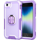 3 in 1 PC + TPU Phone Case with Ring Holder For iPhone SE 2022 / SE 2020 / 8 / 7(Purple)