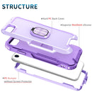 3 in 1 PC + TPU Phone Case with Ring Holder For iPhone SE 2022 / SE 2020 / 8 / 7(Purple)