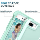 3 in 1 PC + TPU Phone Case with Ring Holder For iPhone 8 Plus & 7 Plus(Mint Green)