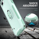 3 in 1 PC + TPU Phone Case with Ring Holder For iPhone 8 Plus & 7 Plus(Mint Green)