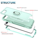 3 in 1 PC + TPU Phone Case with Ring Holder For iPhone 8 Plus & 7 Plus(Mint Green)