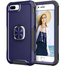 3 in 1 PC + TPU Phone Case with Ring Holder For iPhone 8 Plus & 7 Plus(Navy Blue)