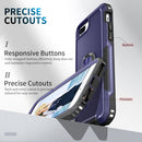 3 in 1 PC + TPU Phone Case with Ring Holder For iPhone 8 Plus & 7 Plus(Navy Blue)