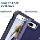 3 in 1 PC + TPU Phone Case with Ring Holder For iPhone 8 Plus & 7 Plus(Navy Blue)