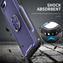 3 in 1 PC + TPU Phone Case with Ring Holder For iPhone 8 Plus & 7 Plus(Navy Blue)