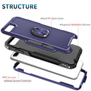 3 in 1 PC + TPU Phone Case with Ring Holder For iPhone 8 Plus & 7 Plus(Navy Blue)