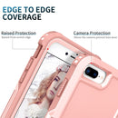 3 in 1 PC + TPU Phone Case with Ring Holder For iPhone 8 Plus & 7 Plus(Pink)