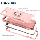 3 in 1 PC + TPU Phone Case with Ring Holder For iPhone 8 Plus & 7 Plus(Pink)