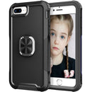 3 in 1 PC + TPU Phone Case with Ring Holder For iPhone 8 Plus & 7 Plus(Black)