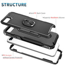 3 in 1 PC + TPU Phone Case with Ring Holder For iPhone 8 Plus & 7 Plus(Black)