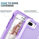 3 in 1 PC + TPU Phone Case with Ring Holder For iPhone 8 Plus & 7 Plus(Purple)
